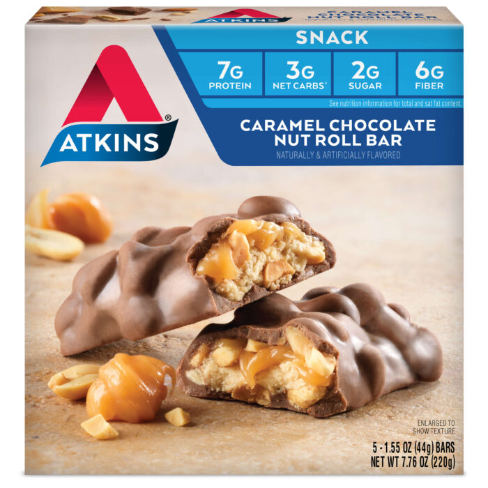 Atkins, Snack Bars Caramel Chocolate Nut Roll 5/1.55 Oz, Case Of 6, 7.76 Oz - Image 1