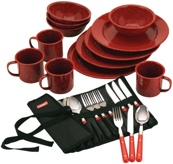 Coleman, 24 Piece Enamel Dinnerware Set, Red, Case Of 2, 1 Ct - Image 1