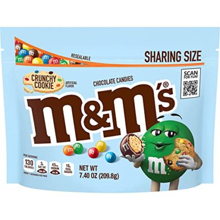 M&M'S, Crunchy Cookie Milk Chocolate Candy Sharing Size Resealable, Case Of 8, 7.4 Oz