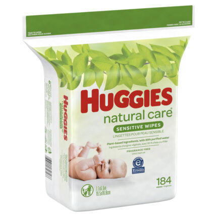 Huggies, Natural Care Baby Wipes Sensitive & Fragrance Free Refill Pack, Case Of 3, 184 Ct