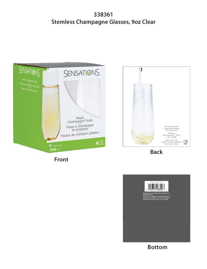 Sensations, Clear 9 Ounce Plastic Champagne Flutes, Case Of 6, 4 Ct - Image 1