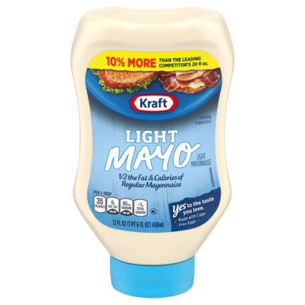 Kraft, Light Mayo With 1/2 The Fat And Calories Of Regular Mayonnaise Bottle, Case Of 8, 22 Fl Oz