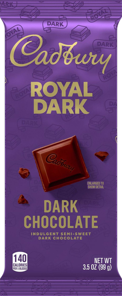 Cadbury, Royal Dark Indulgent Semi-Sweet Dark Chocolate Candy Bar, Case Of 14, 3.5 Oz