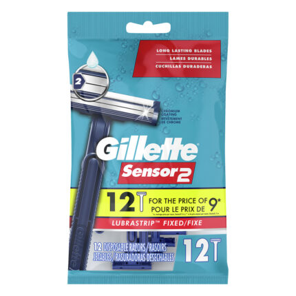 Gillette, Sensor2 Disposable Razors,12 Disposable Razors, Case Of 4, 12 Ct
