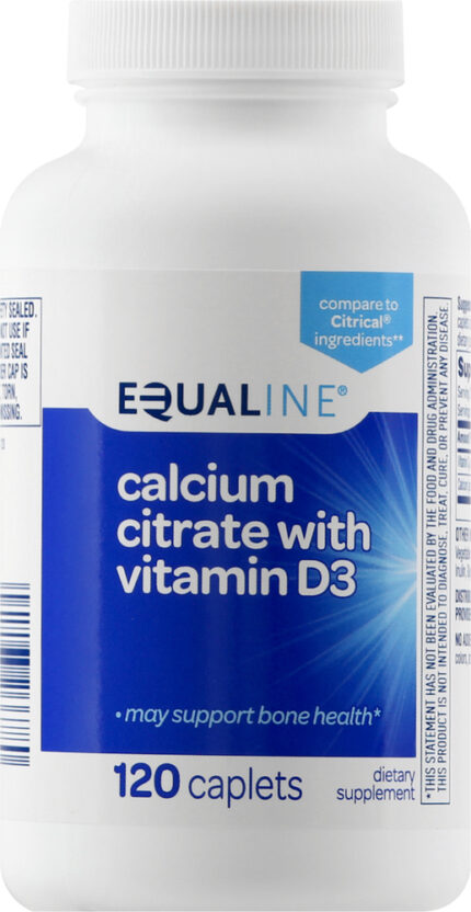 Equaline, Calcium Citrate With Vitamin D3 Caplets, Case Of 3, 120 Ct