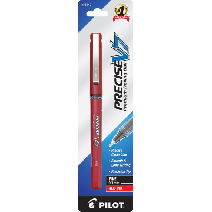 Pilot, Precise V7 Pen Premium Rolling Ball Fine Point Red Ink, Case Of 6, 1 Pk - Image 1