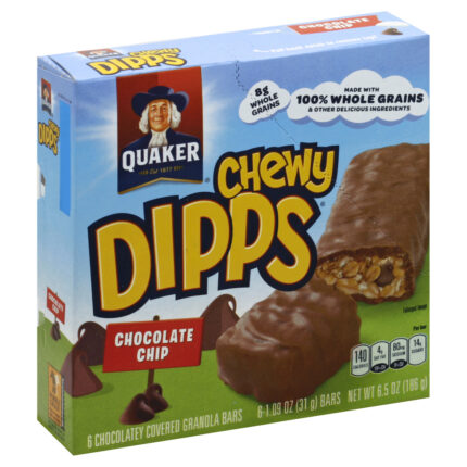Quaker, Chewy Dips Chocolate Chip Granola Bars, Case Of 12, 6.5 Oz