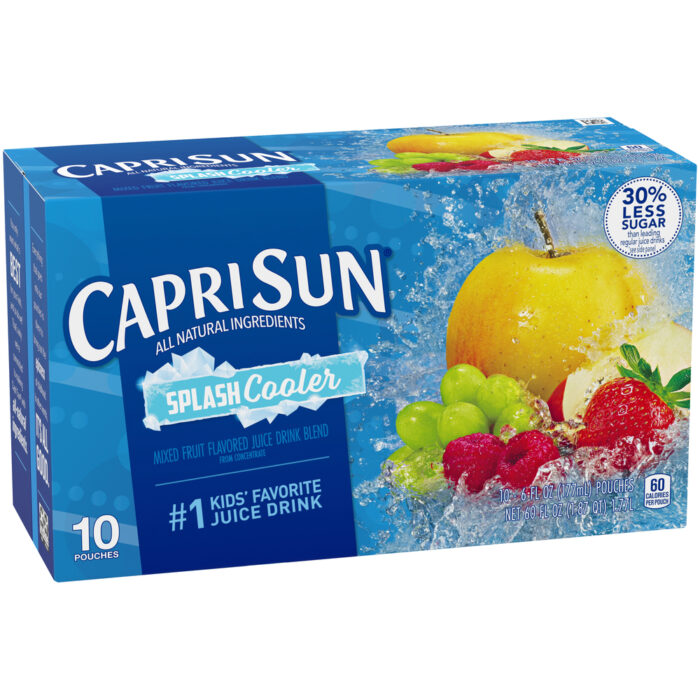 Capri Sun, Splash Cooler Mixed Fruit Naturally Flavored Juice Drink Blend Pouches, Case Of 4, 60 Fl Oz - Image 1