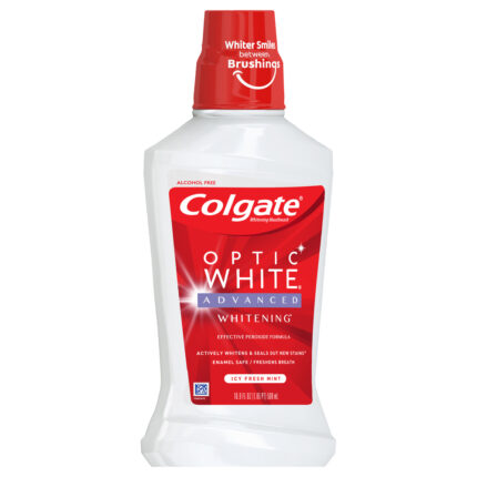 Colgate, Optic White Advanced Icy Fresh Mint Whitening Mouthwash, Case Of 6, 16.9 Fl Oz