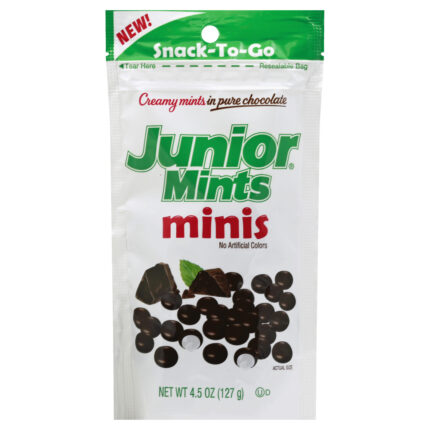 Tootsie, Junior Mints Minis Snack To Go Stand Up Pouch, Case Of 12, 4.5 Oz