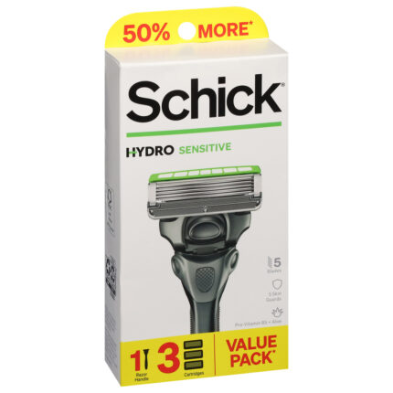 Schick, Sensitive Hydro Razor Value Pack, Case Of 3, 1 Ct