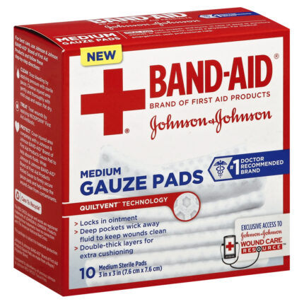 Band-Aid, Medium 3X3 Inch Gauze Pads, Case Of 3, 10 Ct