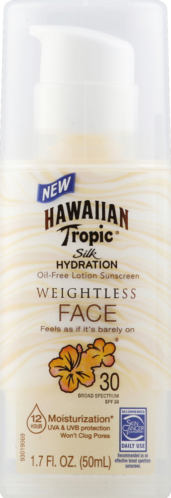 Hawaiian Tropic, Silk Hydration Weightless Face Sunscreen Spf 30, Case Of 3, 1.7 Fl Oz