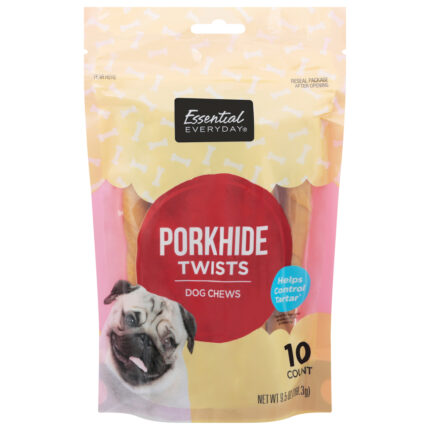 Essential Everyday, Dog Chews Twists Porkhide, Case Of 7, 10 Ct