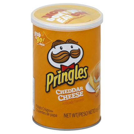 Pringles, Potato Crisps Chips Cheddar Cheese Can, Case Of 12, 2.5 Oz