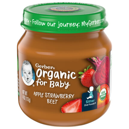 Gerber, 2Nd Foods Organic Apple Strawberry Beet Baby Food Jars, Case Of 10, 4 Oz