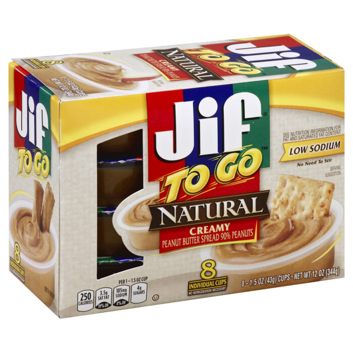 Jif, To Go Natural Creamy Peanut Butter Spread Box, Case Of 6, 12 Oz - Image 1