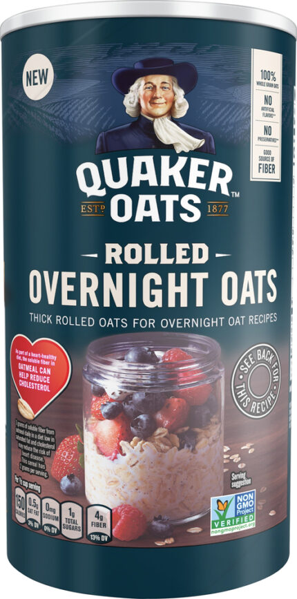 Quaker, Rolled Overnight Oats, Case Of 12, 19 Oz