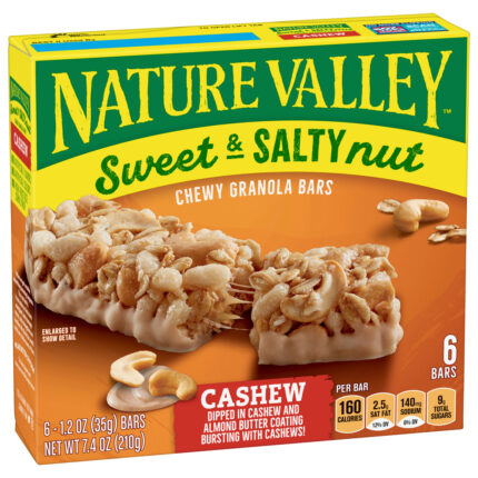 Nature Valley, Sweet And Salty Nut Chewy Cashew Granola Bars 6 Count, Case Of 12, 7.4 Oz