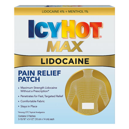 Icy Hot, Max Lidocaine Pain Relief Patch, Case Of 4, 5 Ct