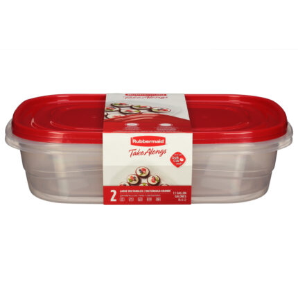 Rubbermaid, Take Alongs Large Rectangles Containers And Lids, Case Of 2, 2 Ct