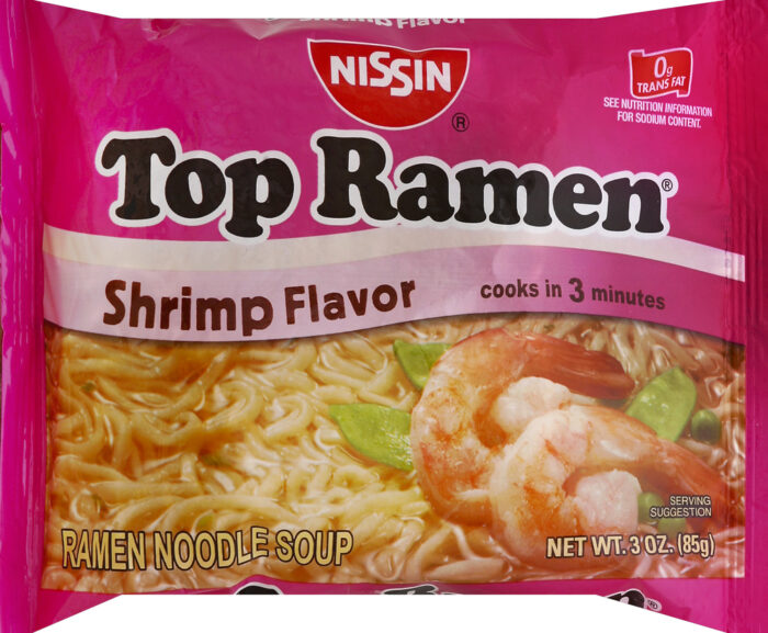 Nissin, Top Ramen Noodle Soup Ramen The Original Shrimp Bag, Case Of 24, 3 Oz - Image 1