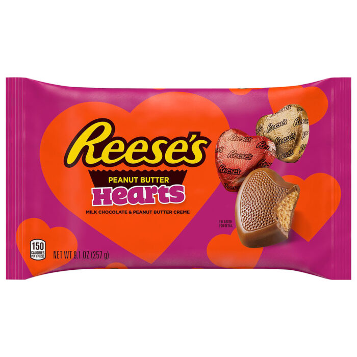 Reese'S, Milk Chocolate Peanut Butter Hearts Candy Valentine'S Day Bag, Case Of 45, 9.1 Oz - Image 1