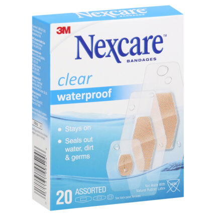 Nexcare, Clear Waterproof Assorted Bandages, Case Of 3, 20 Ct