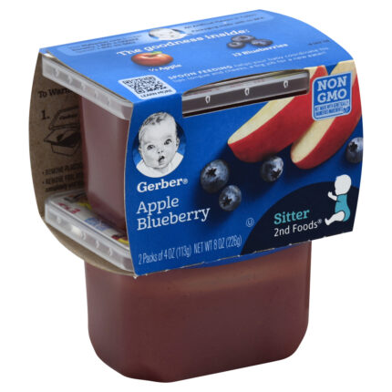 Gerber, 2Nd Foods Natural For Baby Baby Food Apple Blueberry Tubs, Case Of 8, 8 Oz