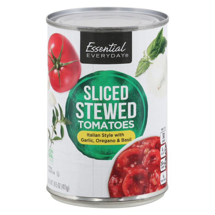 Essential Everyday, Tomatoes Sliced Stewed, Case Of 24, 14.5 Oz - Image 1