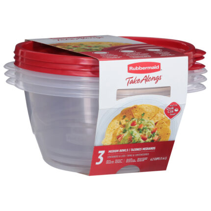Rubbermaid, Take Alongs Bowls Containers & Lids Medium 6.2 Cups, Case Of 4, 3 Ct