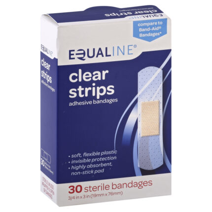 Equaline, Adhesive Bandages Clear Strips 3/4 X 3 Inch, Case Of 6, 30 Ct