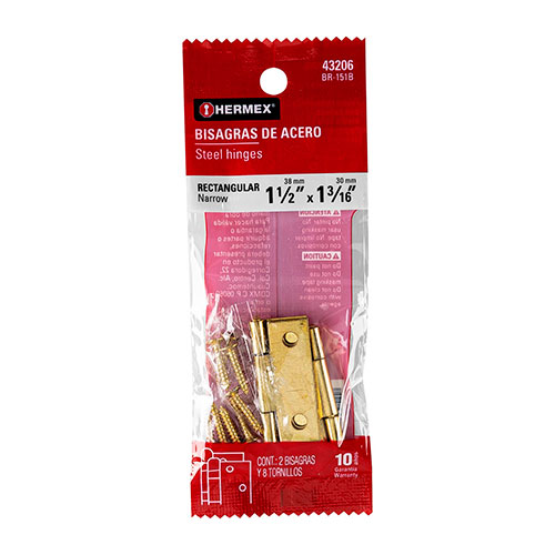 43206.jpg 1-1/2" Plated Rectangular Hinge Blist - Image 1