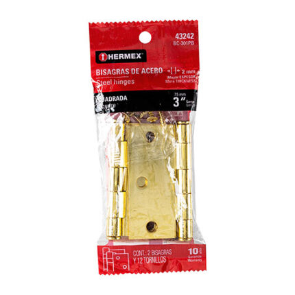 *** 3" Plated Flat Head Square Hinge Bliste                         Special Order Item (Extended Lead Time 35-50 Days)