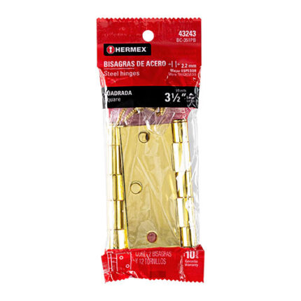 *** 3-1/2" Plated Flat Square Hinge Blist                         Special Order Item (Extended Lead Time 35-50 Days)