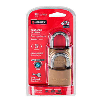 *** 1.57" Brass Padlock Set 2 Pieces                         Special Order Item (Extended Lead Time 35-50 Days)