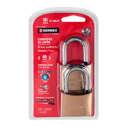 1.57" Brass Long Padlock Set 2 Pieces