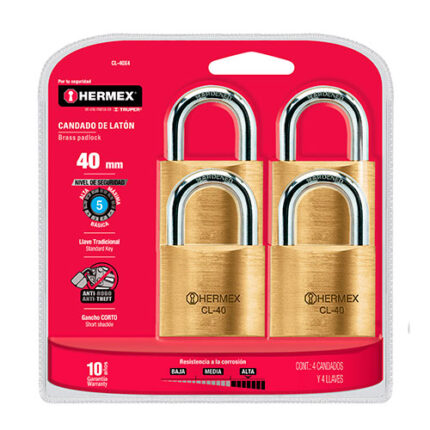 1.57" Brass Padlock Set 4 Pieces