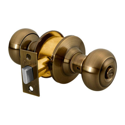 *** Antique Brass Bath Oval Knob Lock                         Special Order Item (Extended Lead Time 35-50 Days)