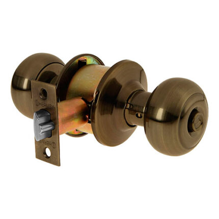 *** Antique Brass Bedroom Oval Knob Lock                         Special Order Item (Extended Lead Time 35-50 Days)