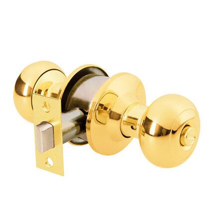 *** Polished Brass Bath Oval Knob Lock                         Special Order Item (Extended Lead Time 35-50 Days)