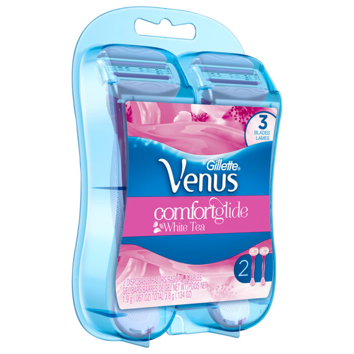 Gillette, Venus Comfortglide Women'S Disposable Razor White Tea, Case Of 4, 2 Ct - Image 1