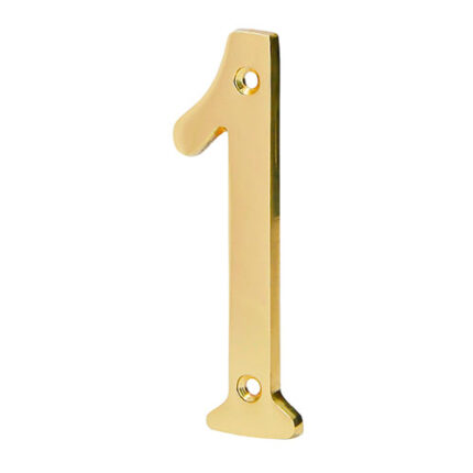 *** 4" Solid Brass Number 1                         Special Order Item (Extended Lead Time 35-50 Days)