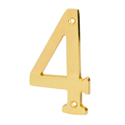 *** 4" Solid Brass Number 4                         Special Order Item (Extended Lead Time 35-50 Days)