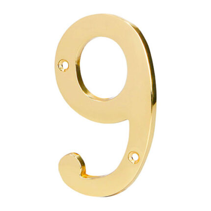 *** 4" Solid Brass Number 9                         Special Order Item (Extended Lead Time 35-50 Days)