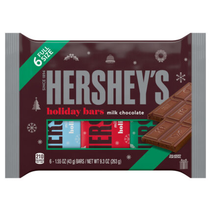 Hershey'S, Milk Chocolate Holiday Candy Christmas Bars, Case Of 24, 9.3 Oz