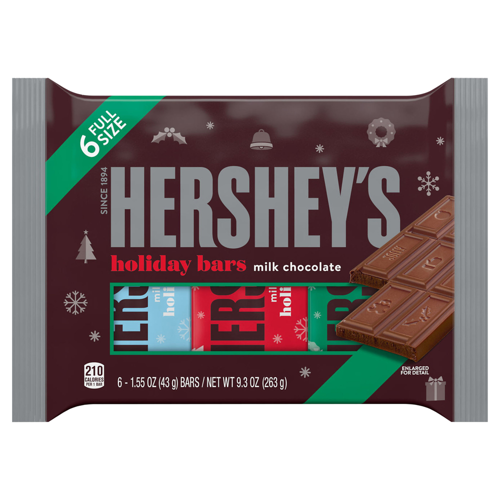 437531cbea2147cba7582fc7011cfcbb3Fsize3D1000_Syndigo.jpg Hershey'S, Milk Chocolate Holiday Candy Christmas Bars, Case Of 24, 9.3 Oz - Image 1