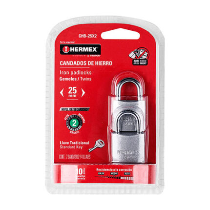 Twin Iron Padlocks 1" Standard Shackle 2Pk