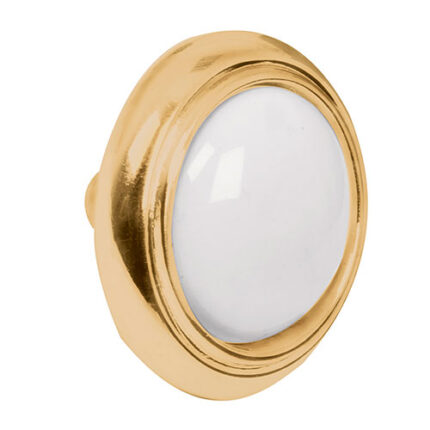 *** Combinada Style, White Ceramic Brass Knob                         Special Order Item (Extended Lead Time 35-50 Days)