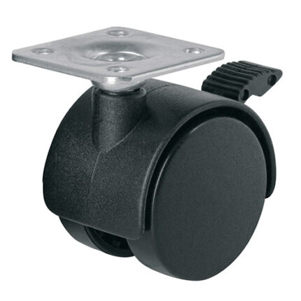 40 Mm, Top Plate Twin Caster With Brake
